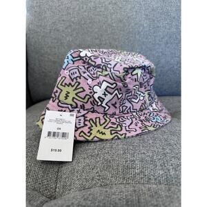 NWT Keith Haring bucket hat pink green and white one size